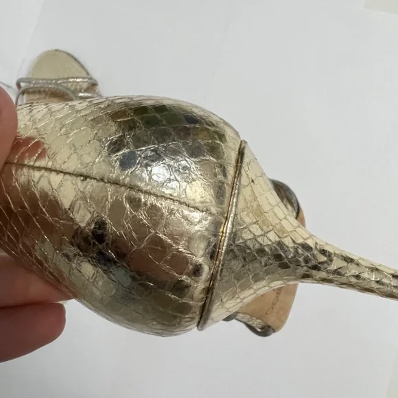 Jimmy Choo Straits D’Orsay Gold Heels - Picture 8 of 14